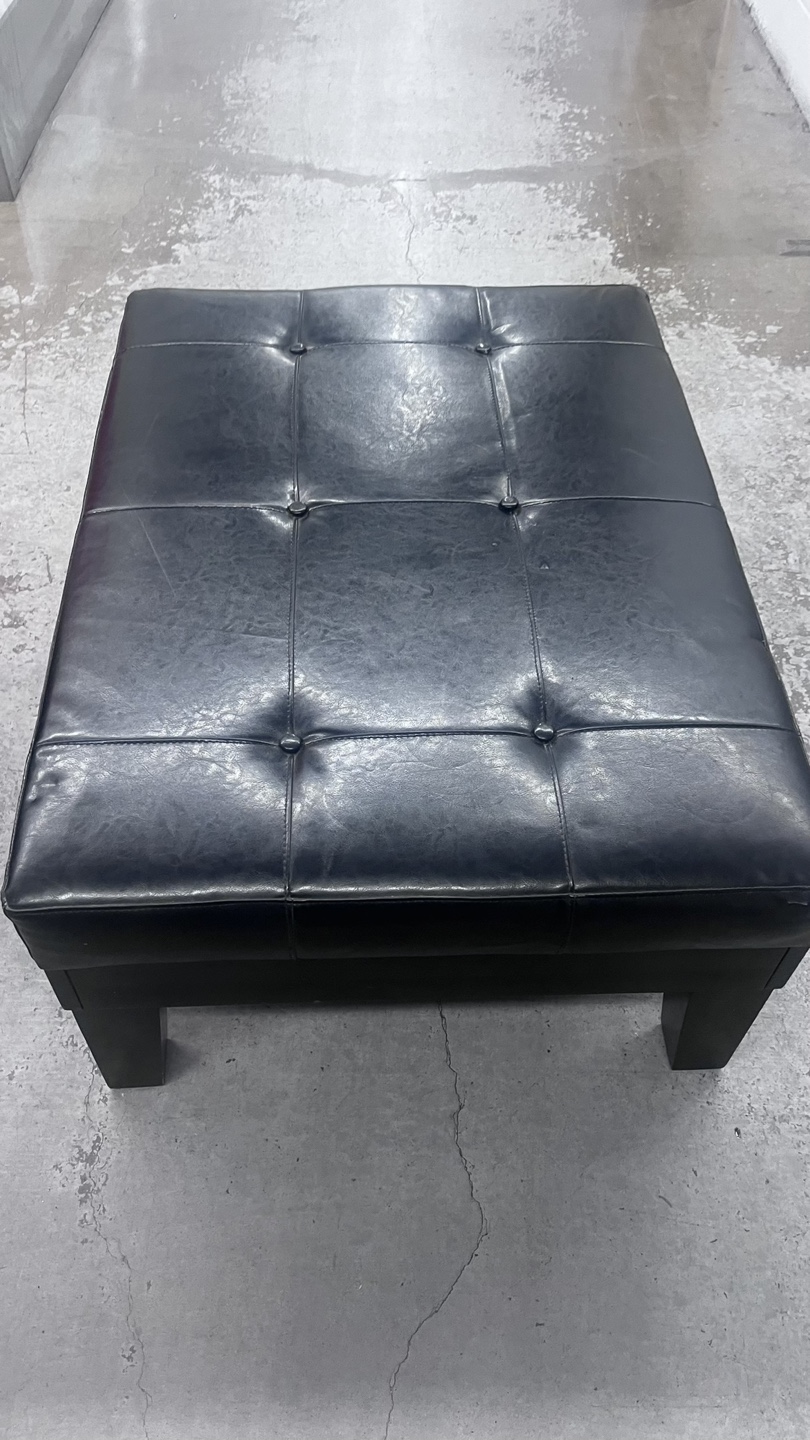 Black Leather Ottoman