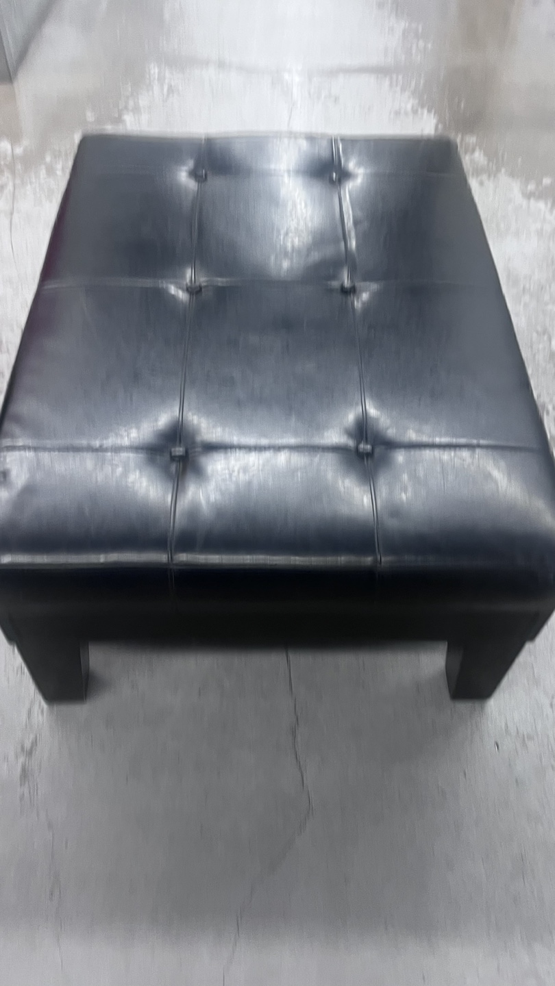 Black Leather Ottoman - photo 5