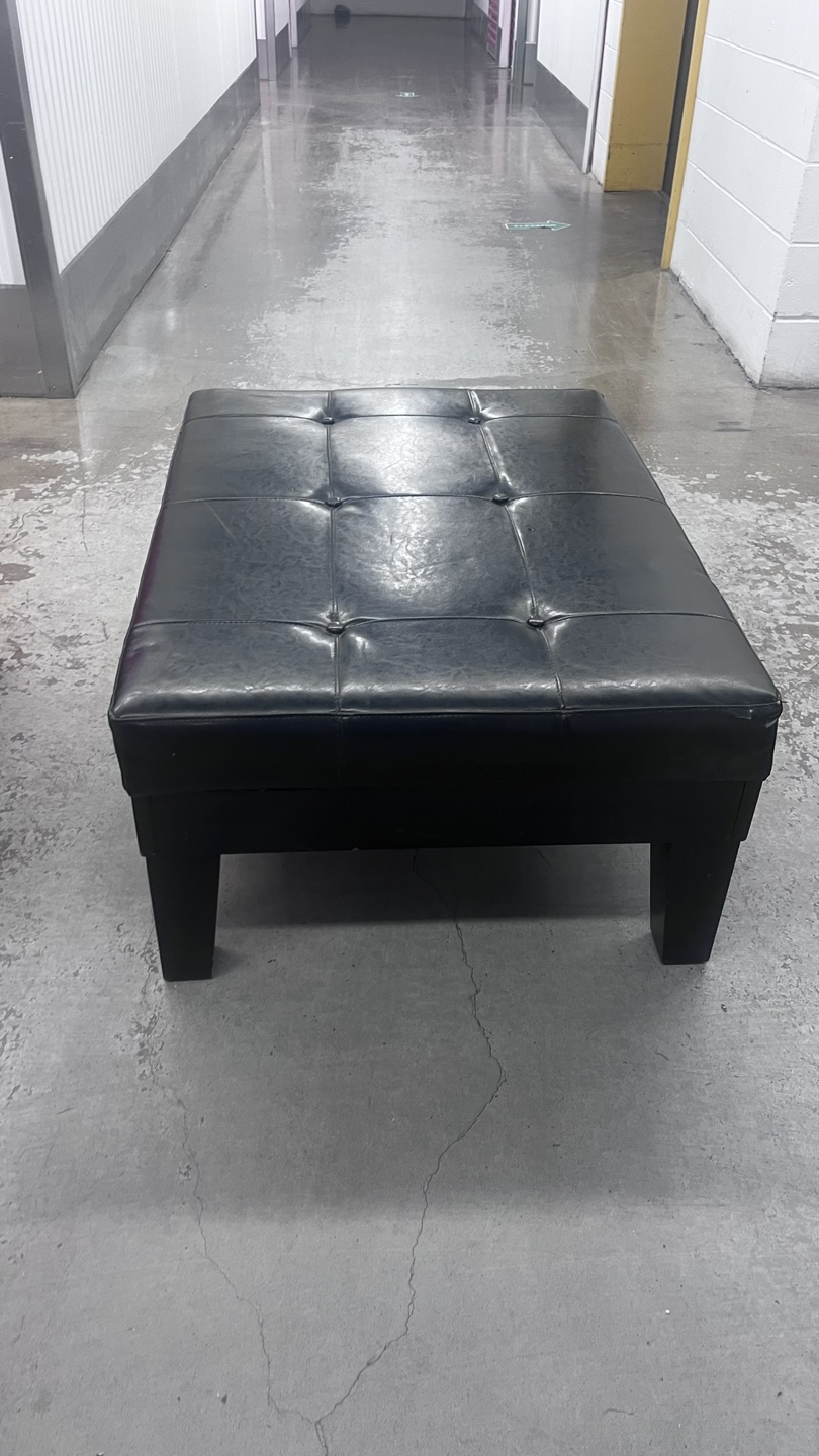 Black Leather Ottoman - photo 4