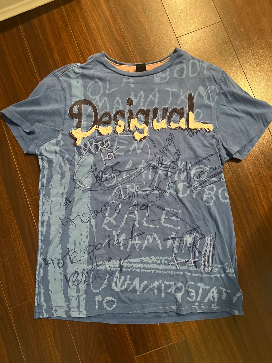 Desigual Blue Graphic Tee - Size M thumbnail