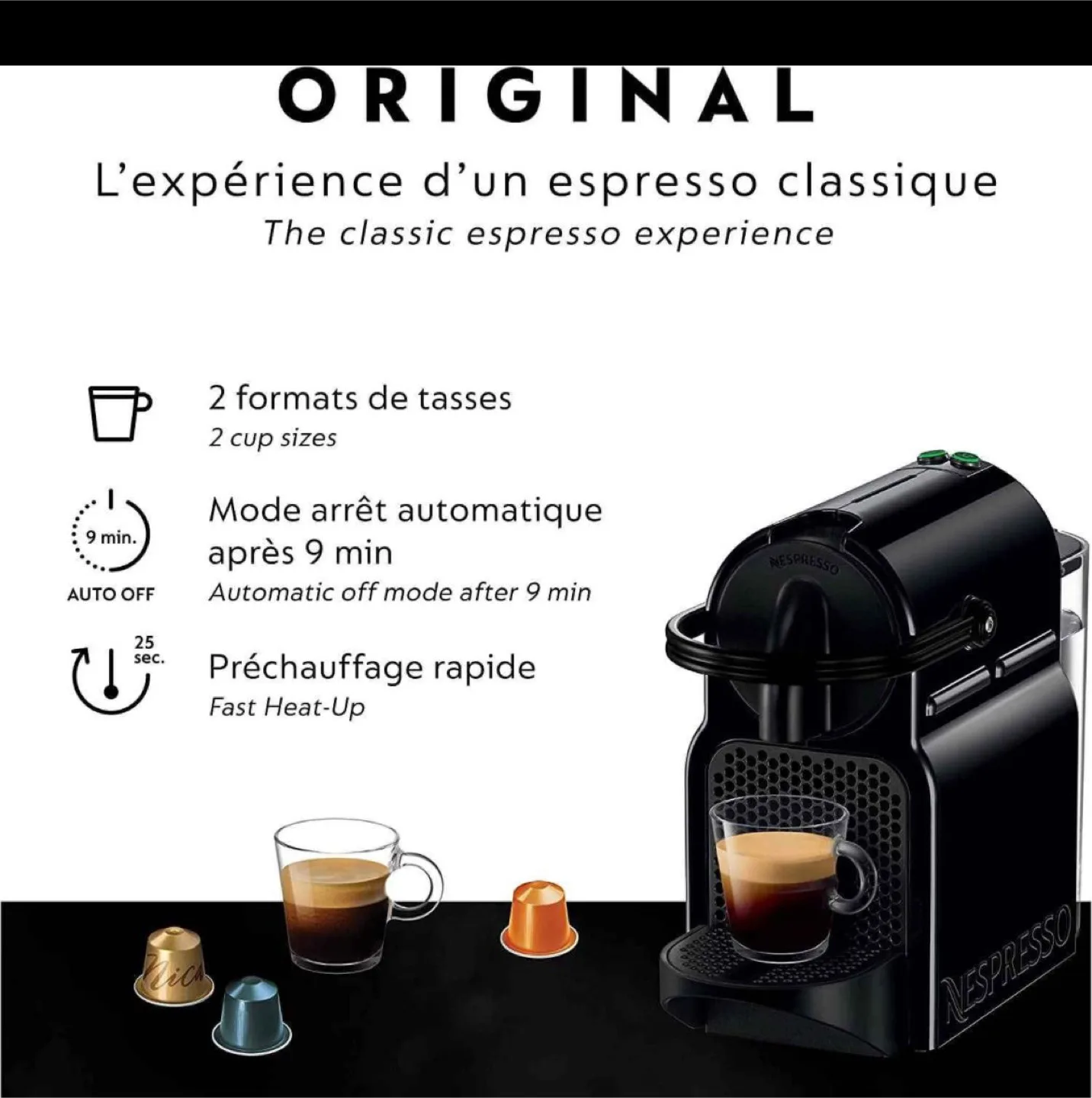 Nespresso Inissia D40 Coffee Machine - Black image indicator(7)