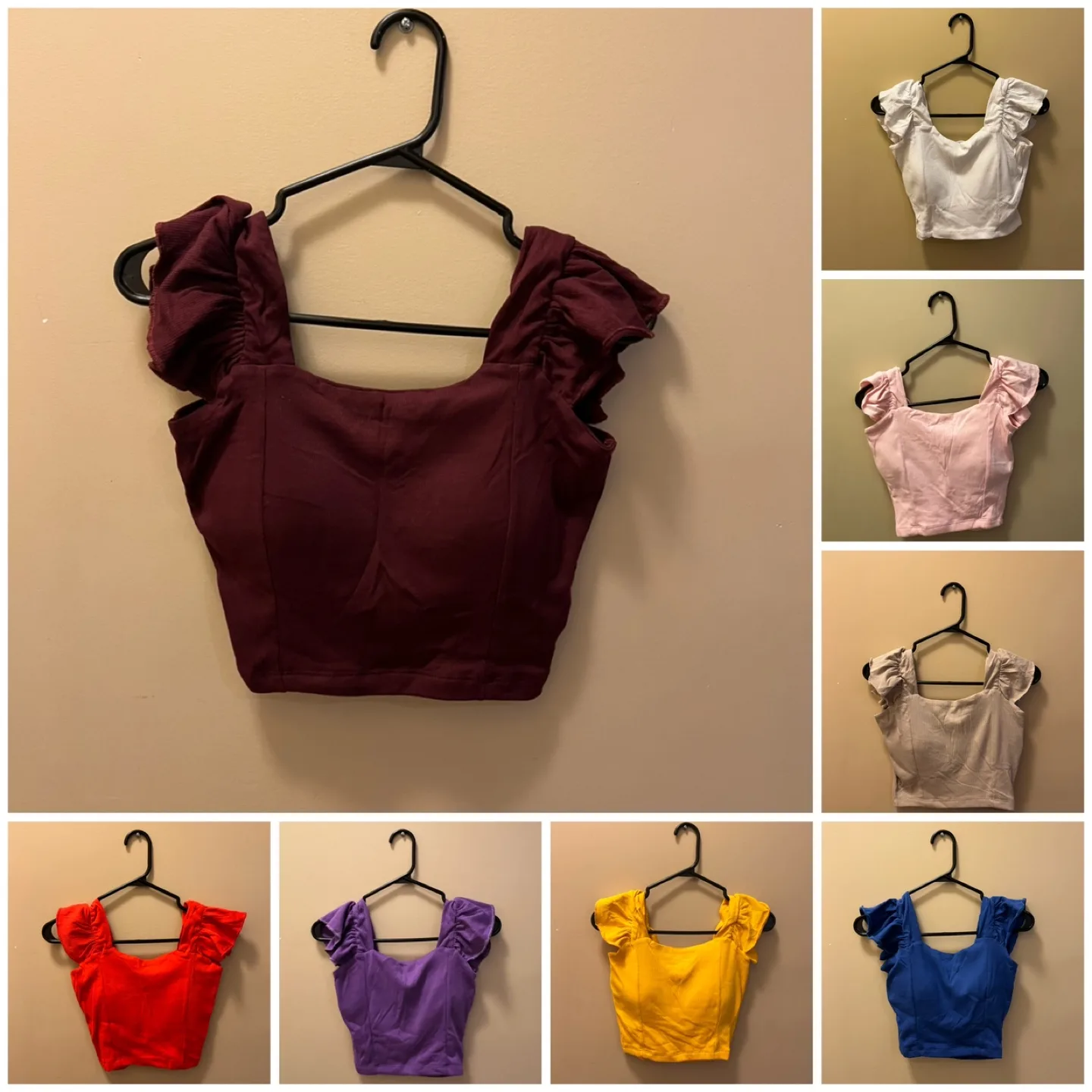 Ruffle Sleeve Crop Top - Various Colours thumbnail