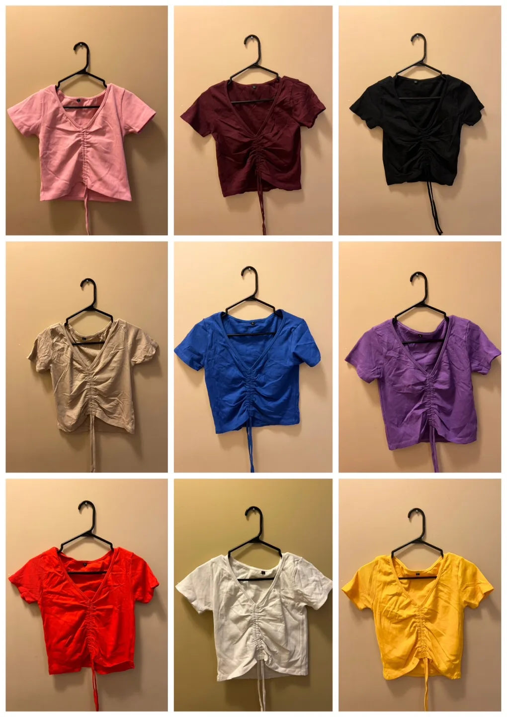 Assorted Ruched Drawstring Crop Tops thumbnail