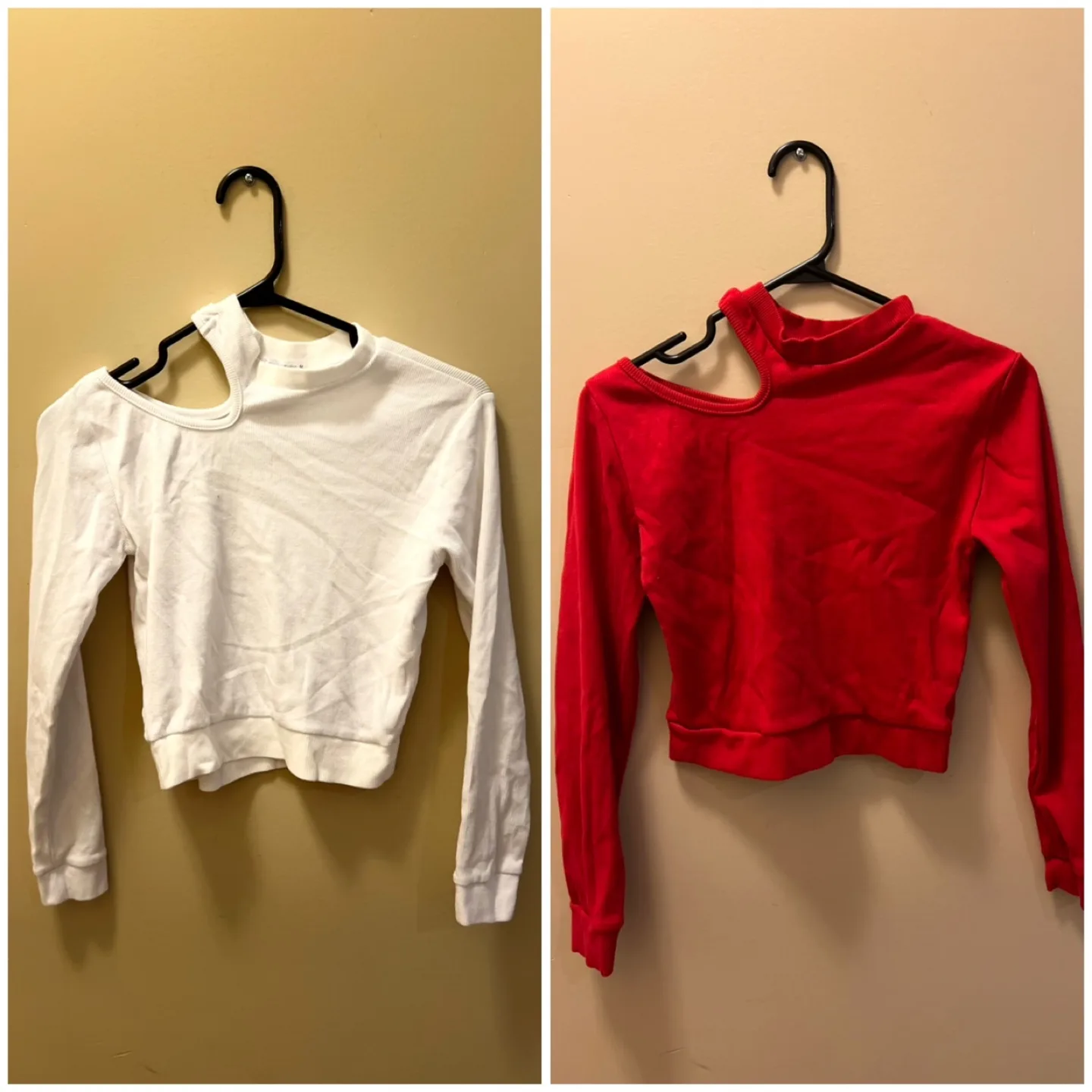 Red & White Long Sleeve Cropped Top thumbnail