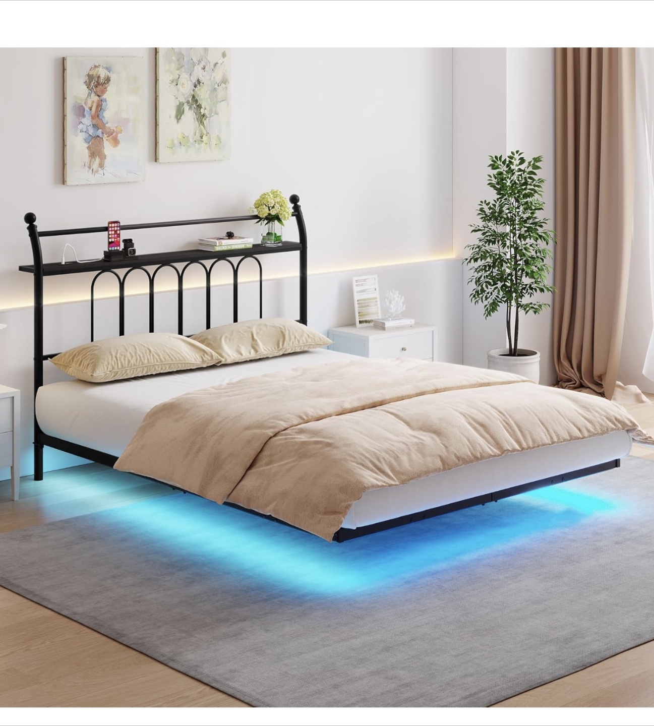 Queen Size Bed Frame with LED Lights brand new in box - photo 2