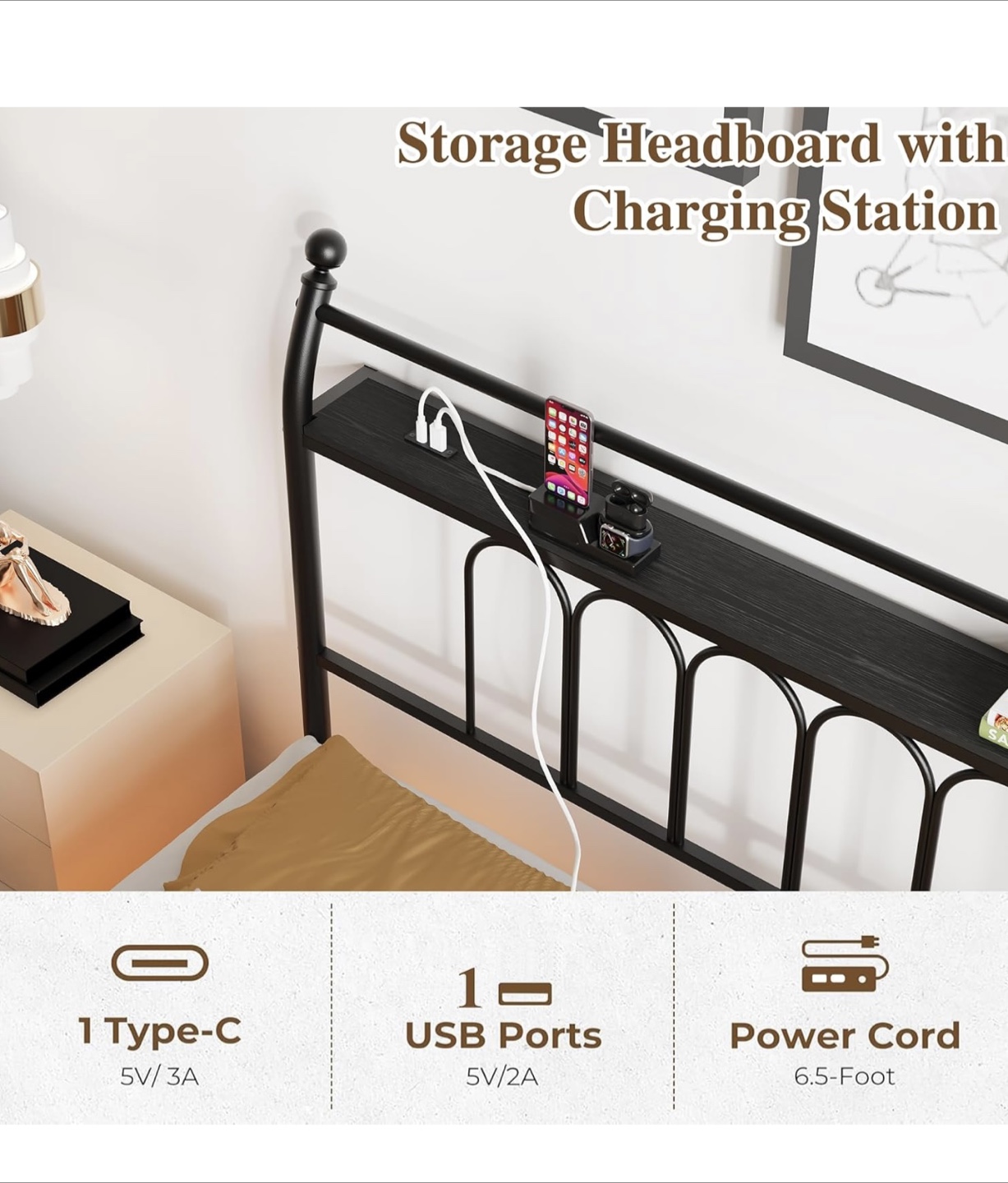 Queen Size Bed Frame with LED Lights brand new in box - photo 5