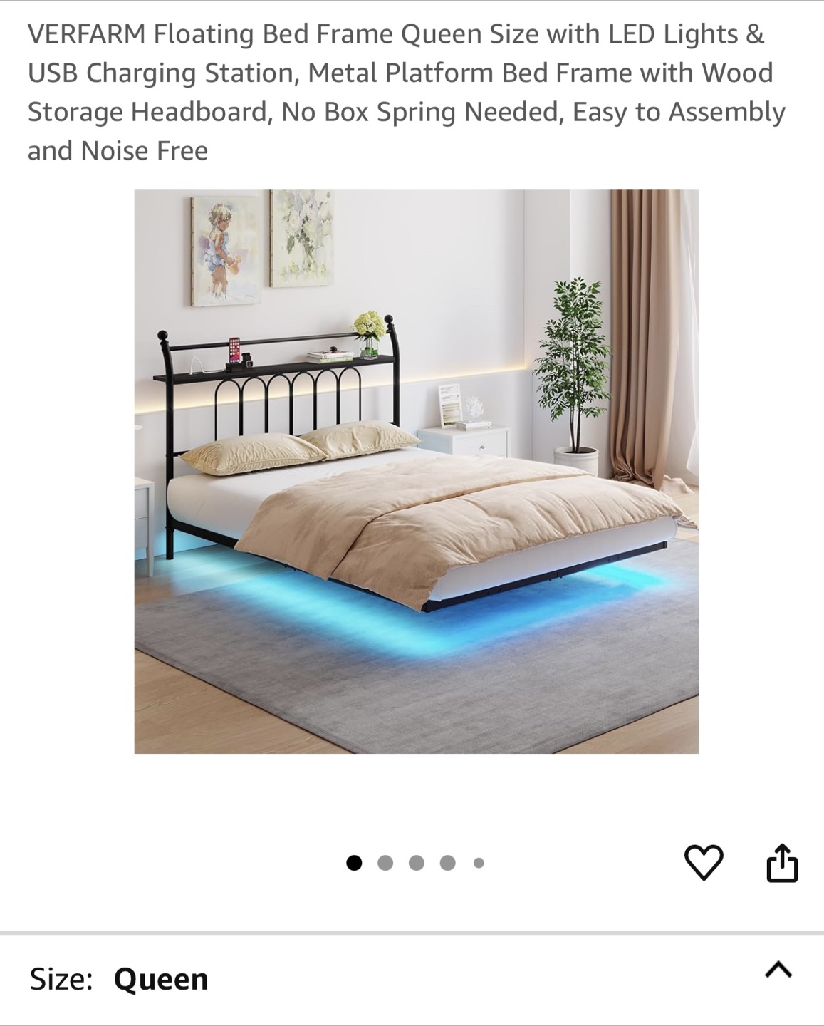 Queen Size Bed Frame with LED Lights brand new in box