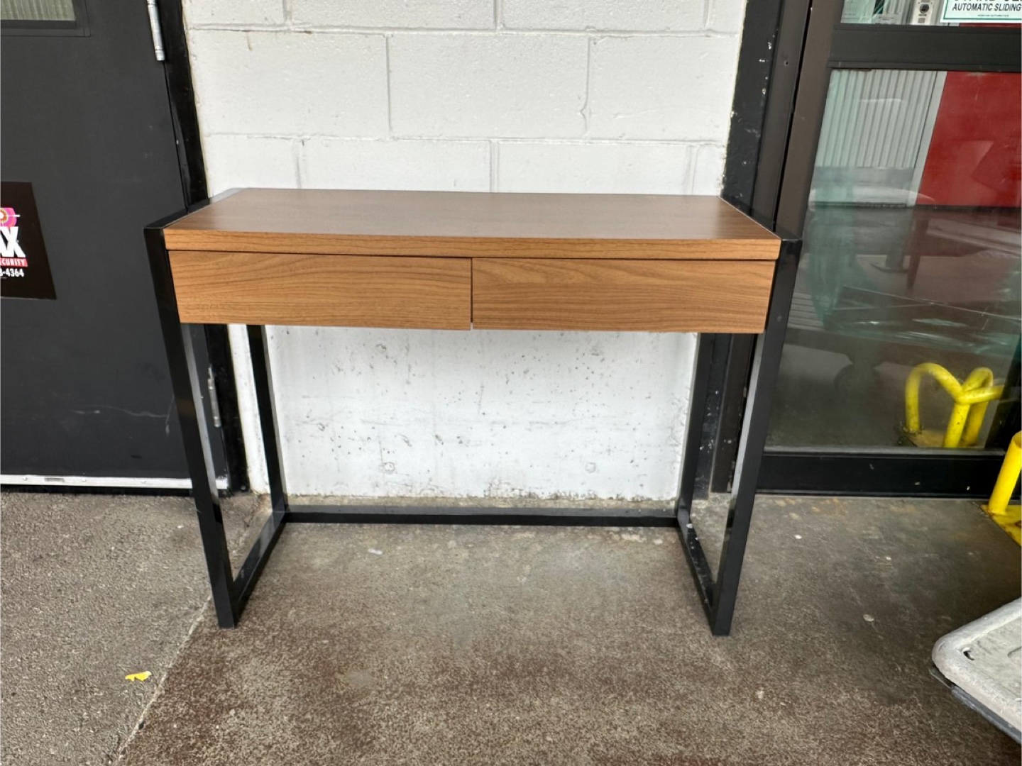 Wood & Black Metal Desk