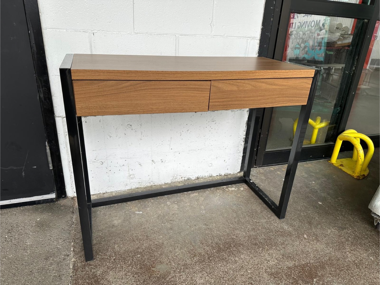 Wood & Black Metal Desk - photo 2