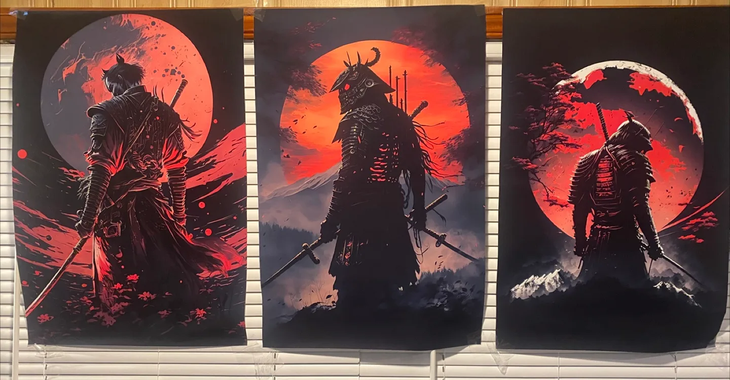 Set of 3 Samurai Warrior Art Prints thumbnail