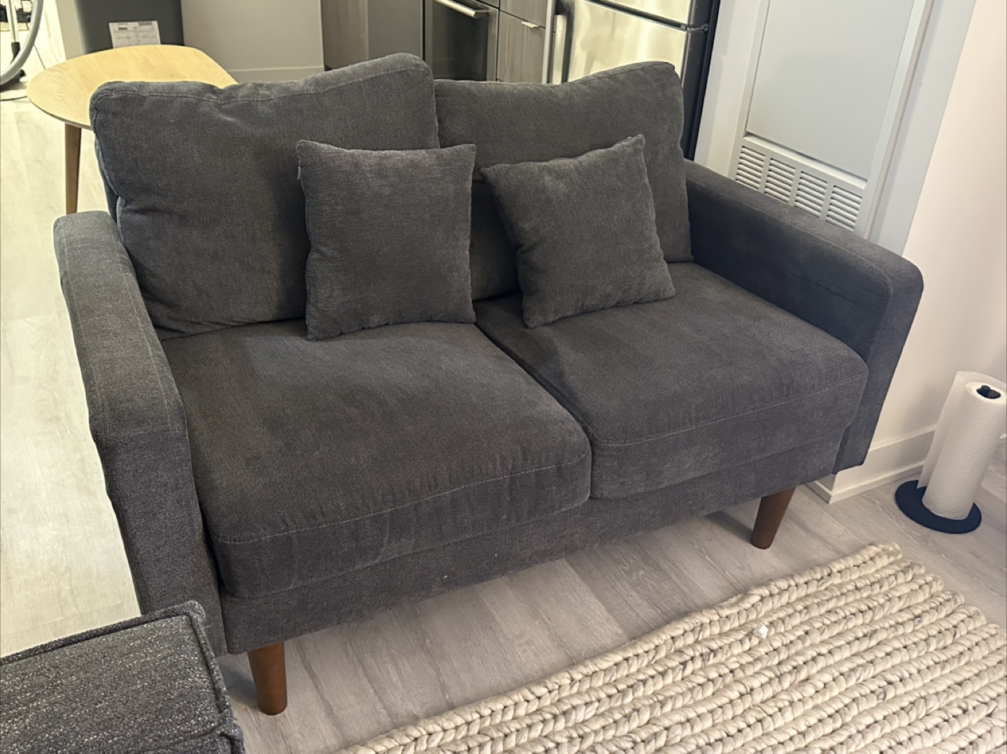 Grey Loveseat Sofa with Pillows - photo 3