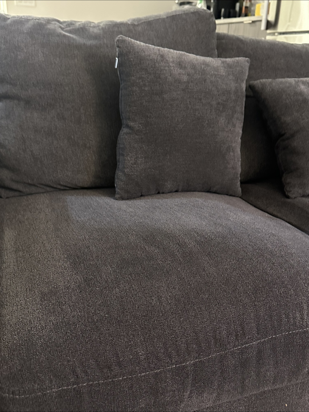 Grey Loveseat Sofa with Pillows - photo 2