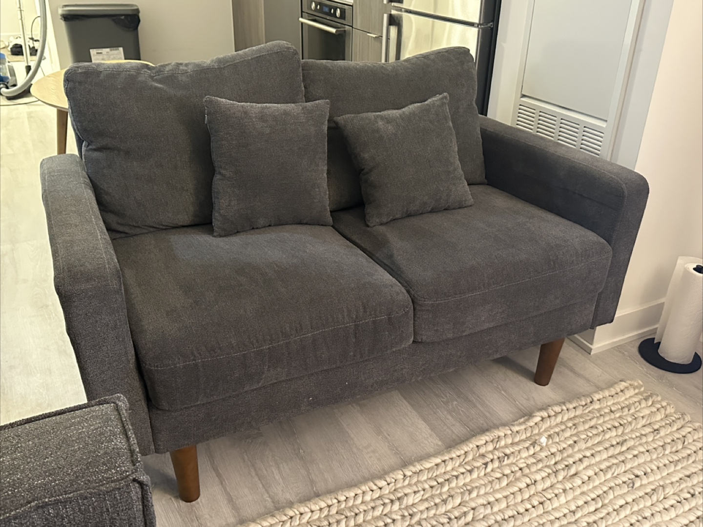 Grey Loveseat Sofa with Pillows