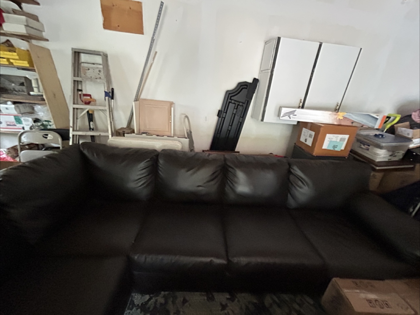 Brown Leather Sectional Sofa - photo 4