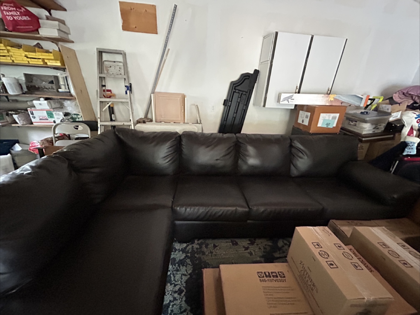 Brown Leather Sectional Sofa - photo 3