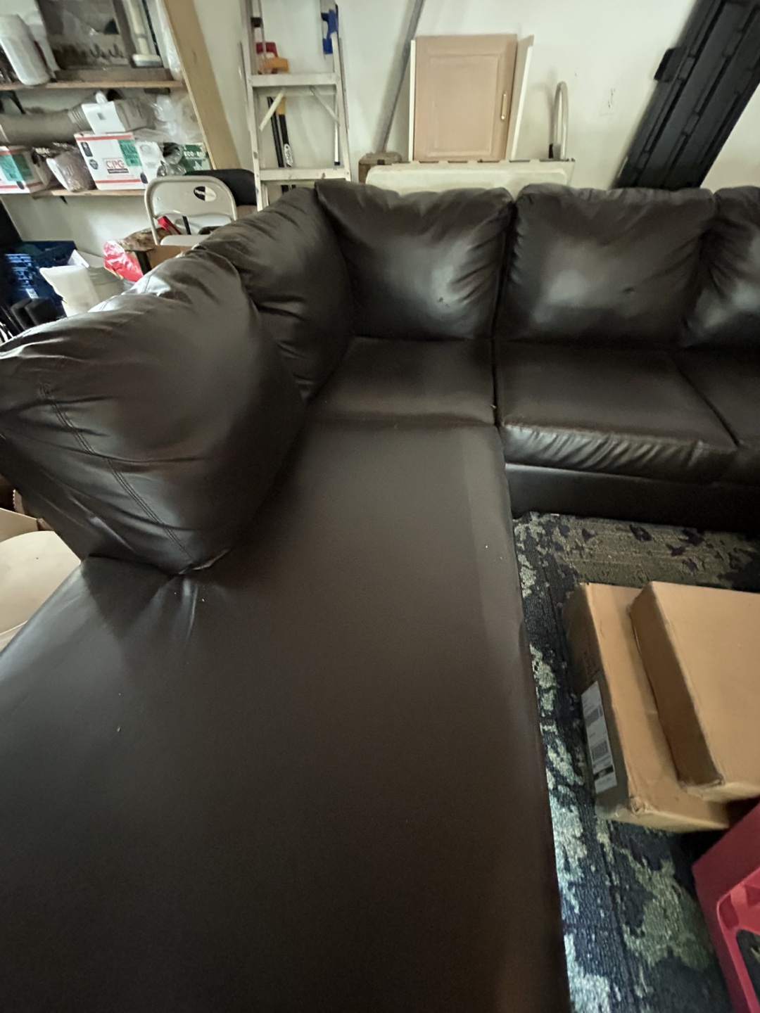 Brown Leather Sectional Sofa - photo 2