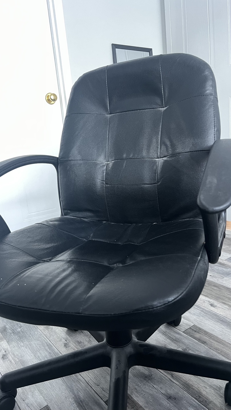 Comfortable Leather Black Office Chair – $30!