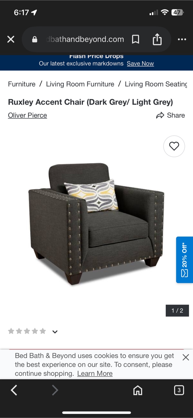 3 Seat Blue Couch, Gray Armchair, and Matching Ottoman - photo 4
