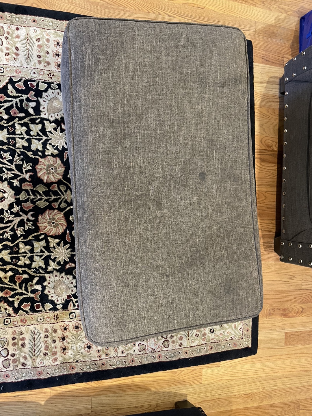 3 Seat Blue Couch, Gray Armchair, and Matching Ottoman - photo 5