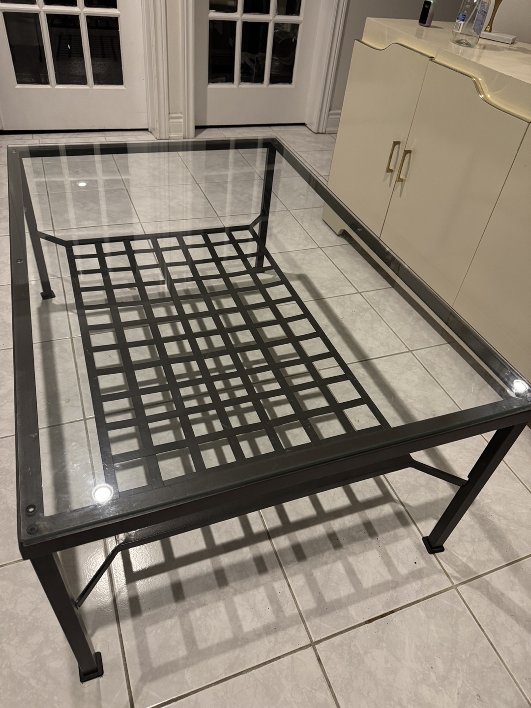 Glass Top Coffee Table - Black Frame