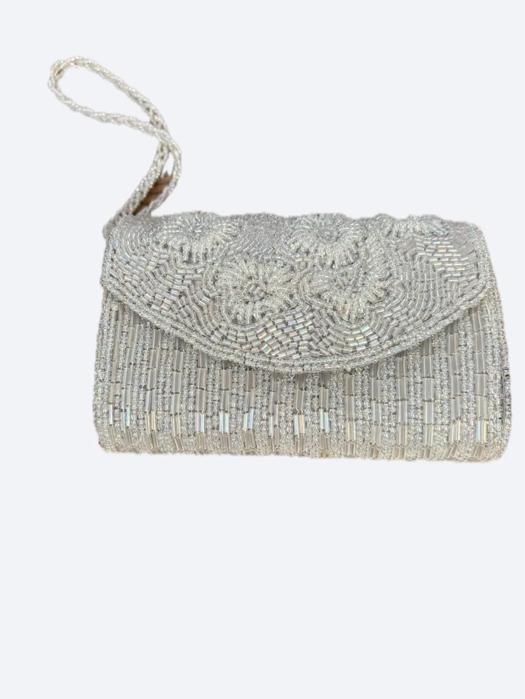 Silver Beaded Small Evening Clutch Bag thumbnail