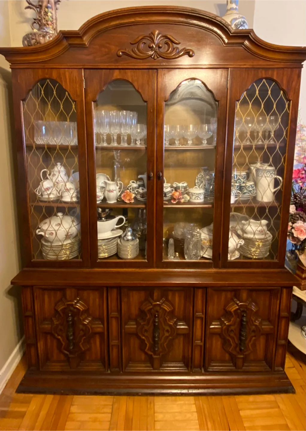 Vintage Wooden China Cabinet thumbnail