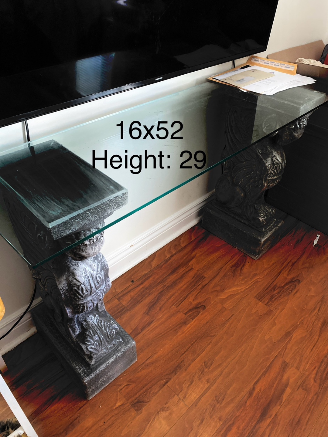 Glass Top Console Table - 16x52x29