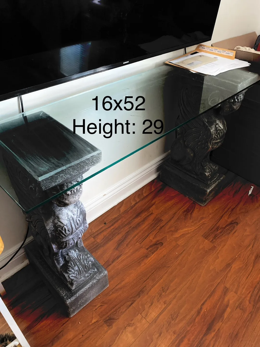 Glass Top Console Table - 16x52x29 thumbnail