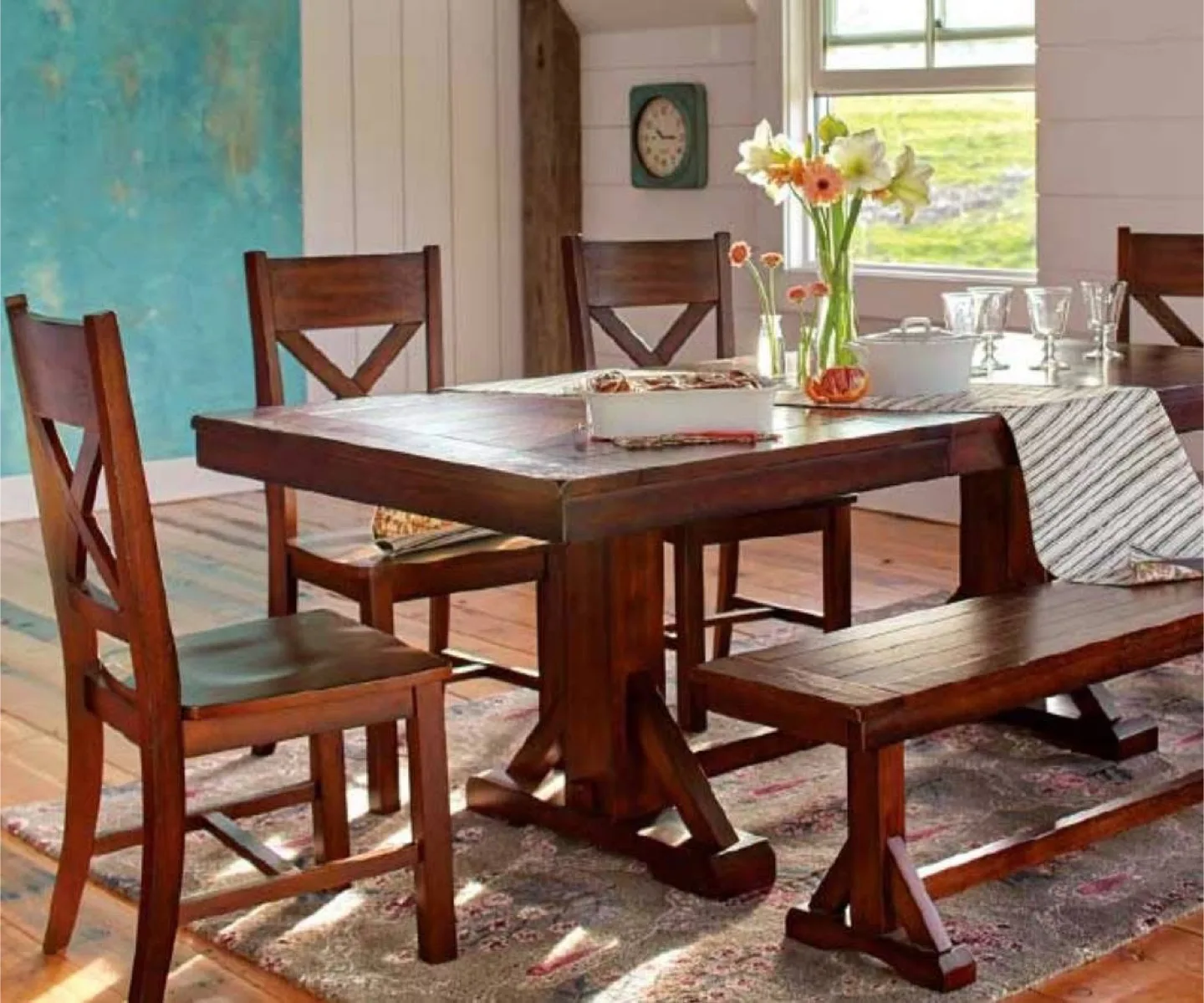 Dark Wood Dining Table Set with 6 Chairs image indicator(7)