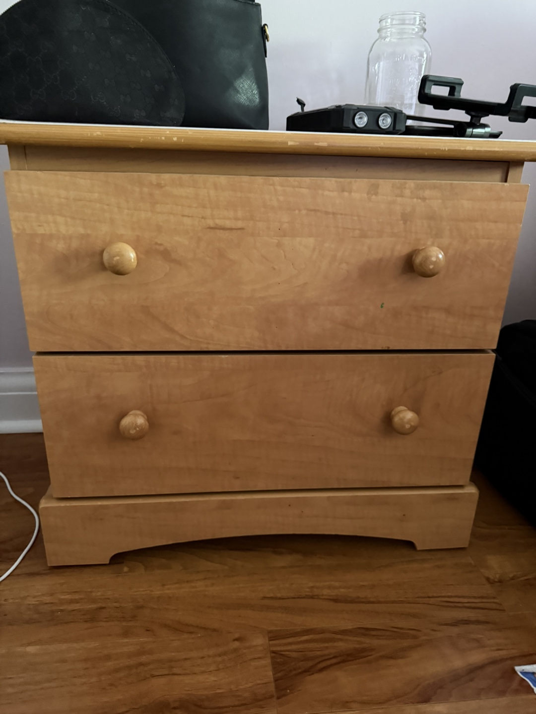 Wooden 2-Drawer Nightstand