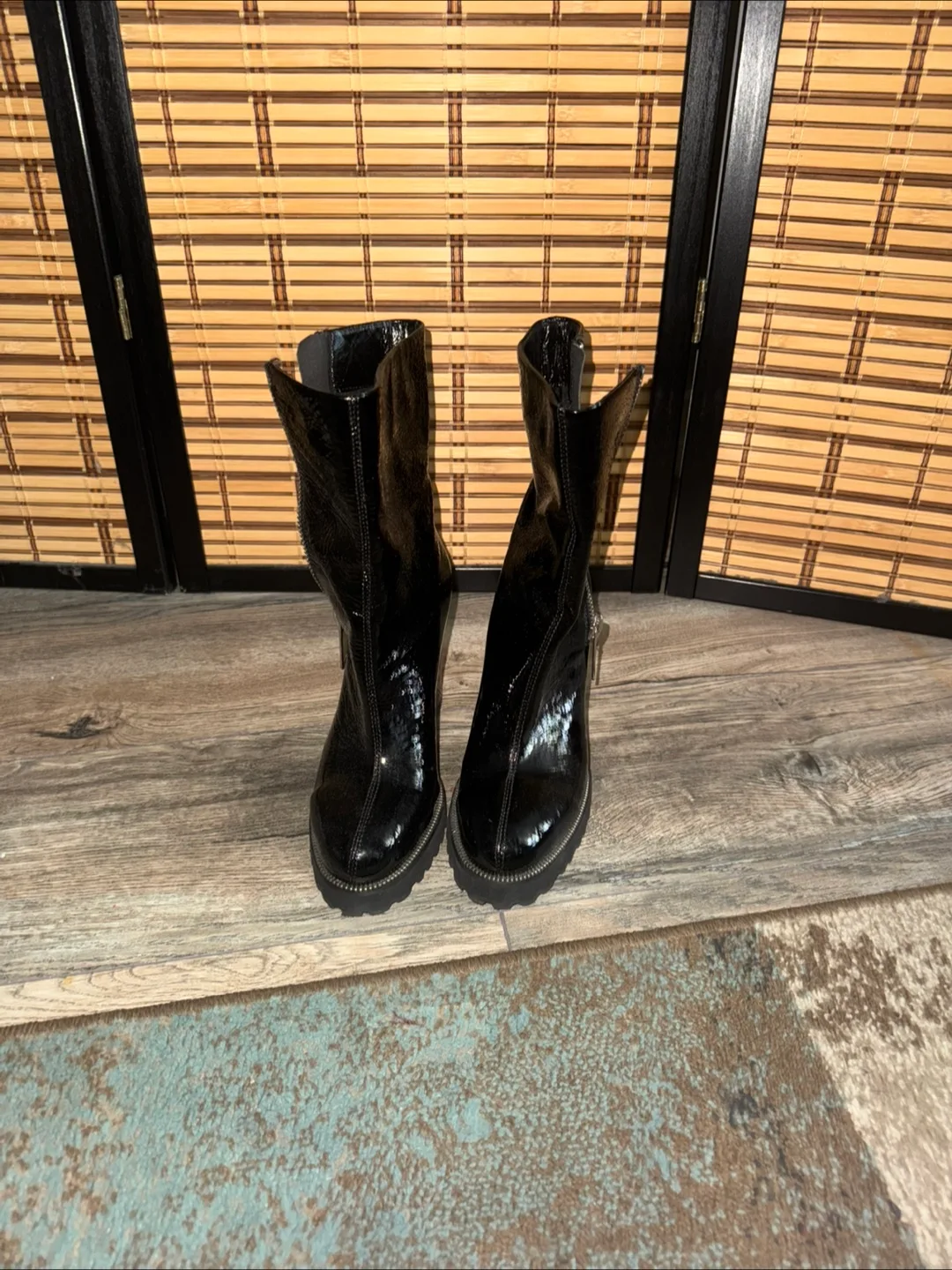 Aimeini Black Patent Leather Boots - Size 37 thumbnail