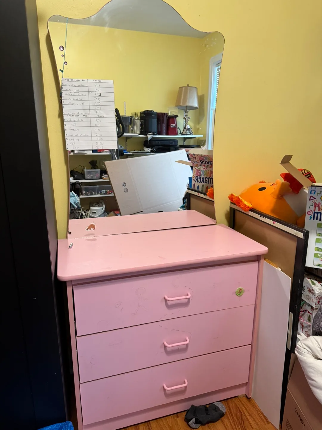 Pink Dresser with Mirror thumbnail
