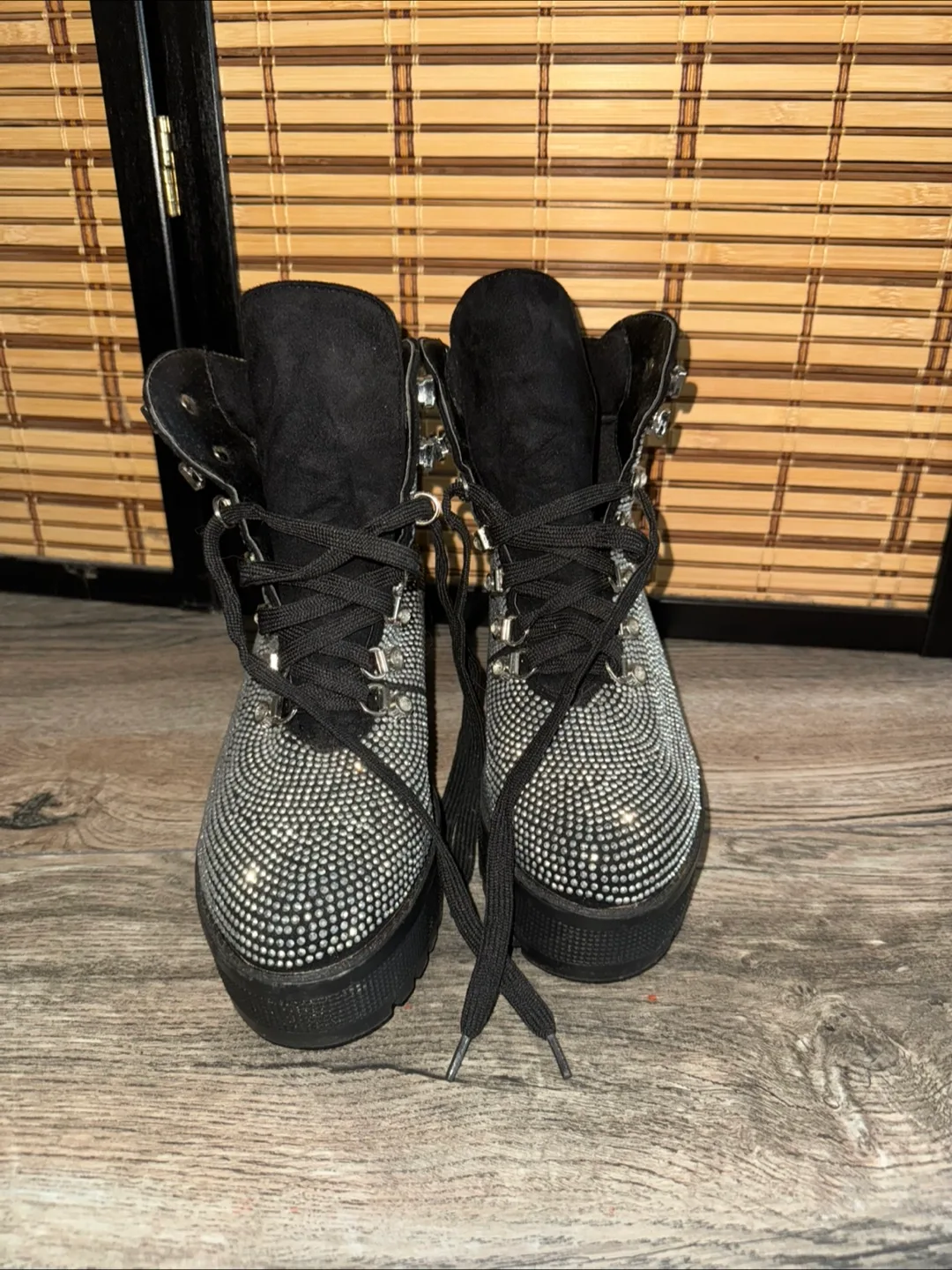 Azalea Wang Rhinestone Platform Boots thumbnail