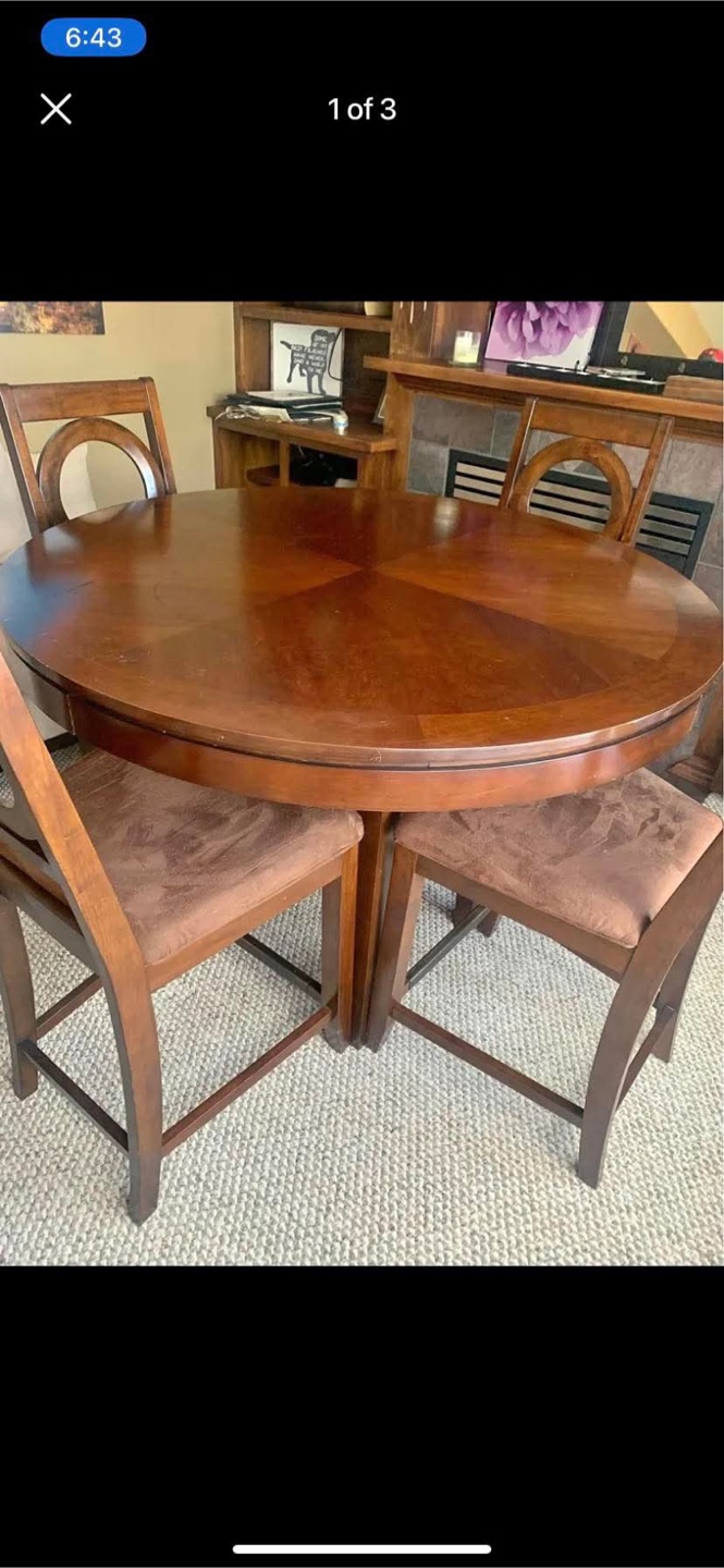 Round Wooden Dining Table with 4 Chairs