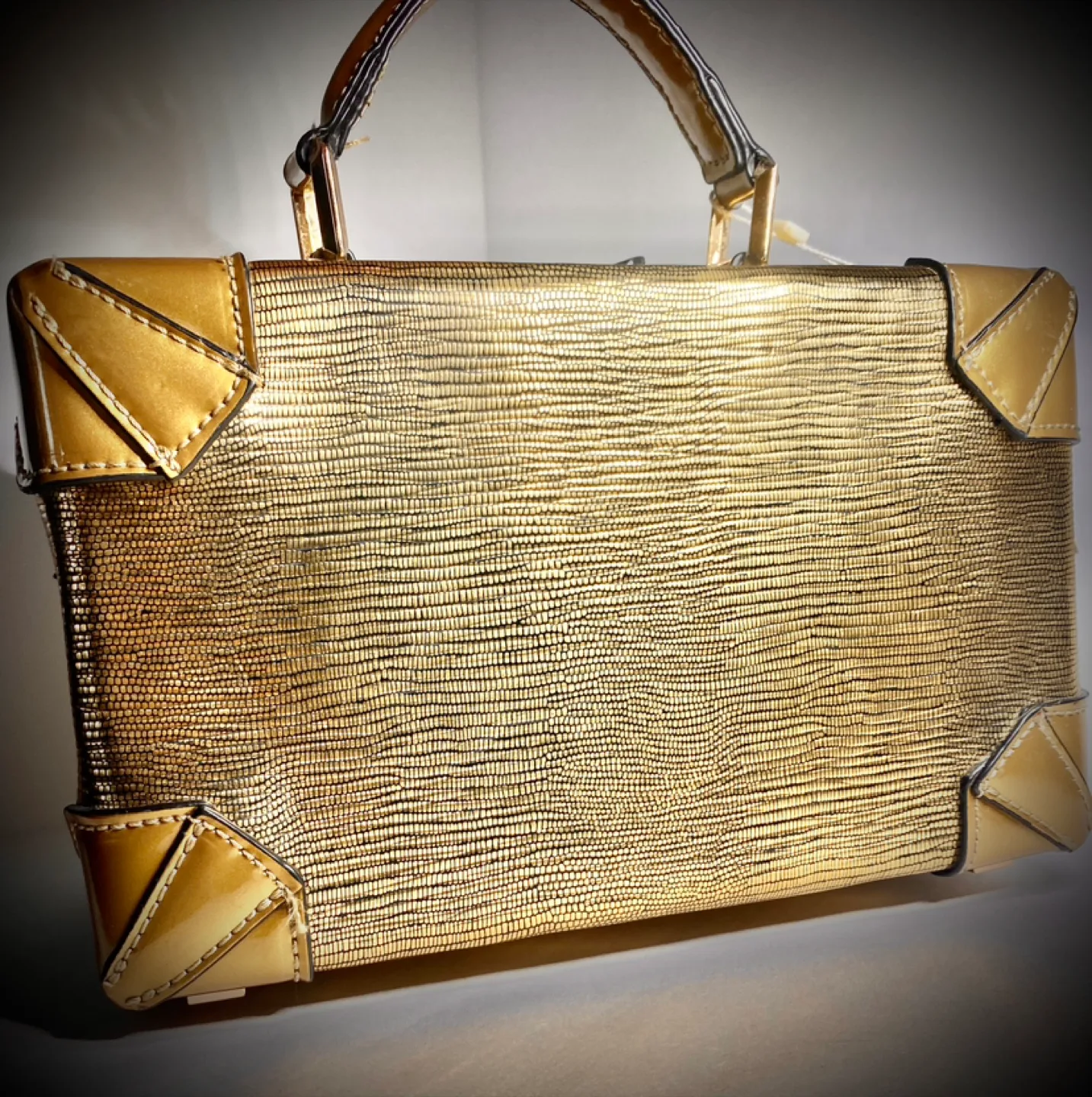 Isabelle Vegan leather Handbag in Gold thumbnail