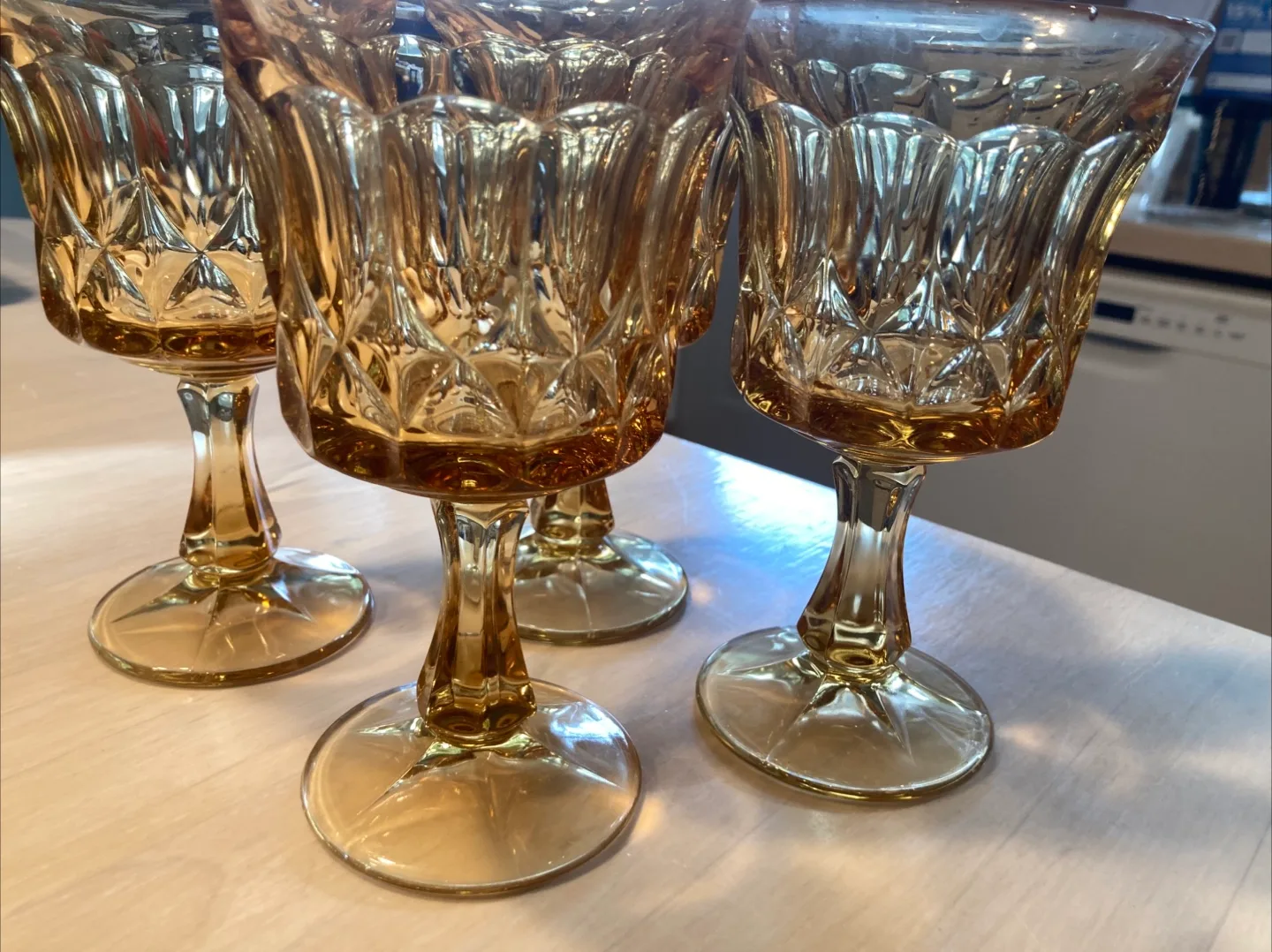 4 amber glass goblets #freecycle thumbnail