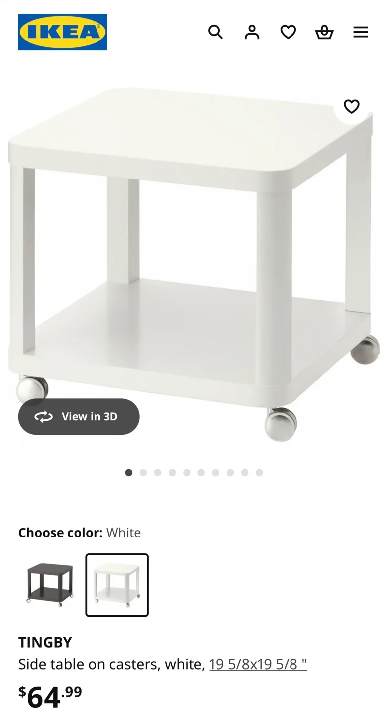 IKEA TINGBY White Side Table on Casters image indicator(3)