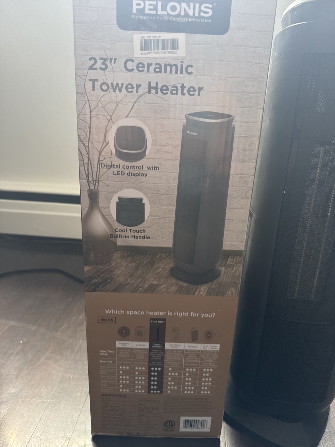 Pelonis 23" Ceramic Tower Heater - Like New!