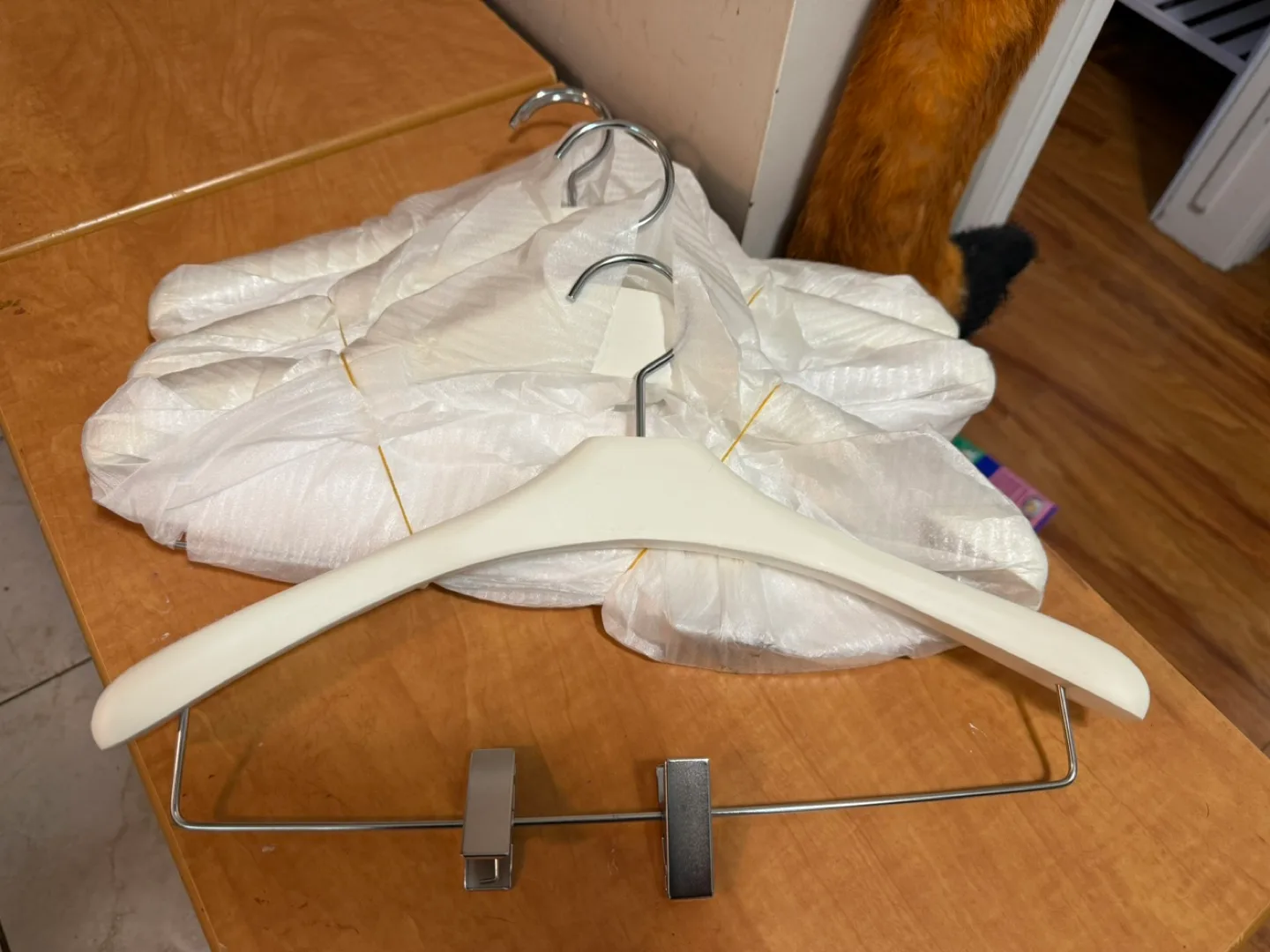 Wooden Clothes Hangers with Clips - White thumbnail