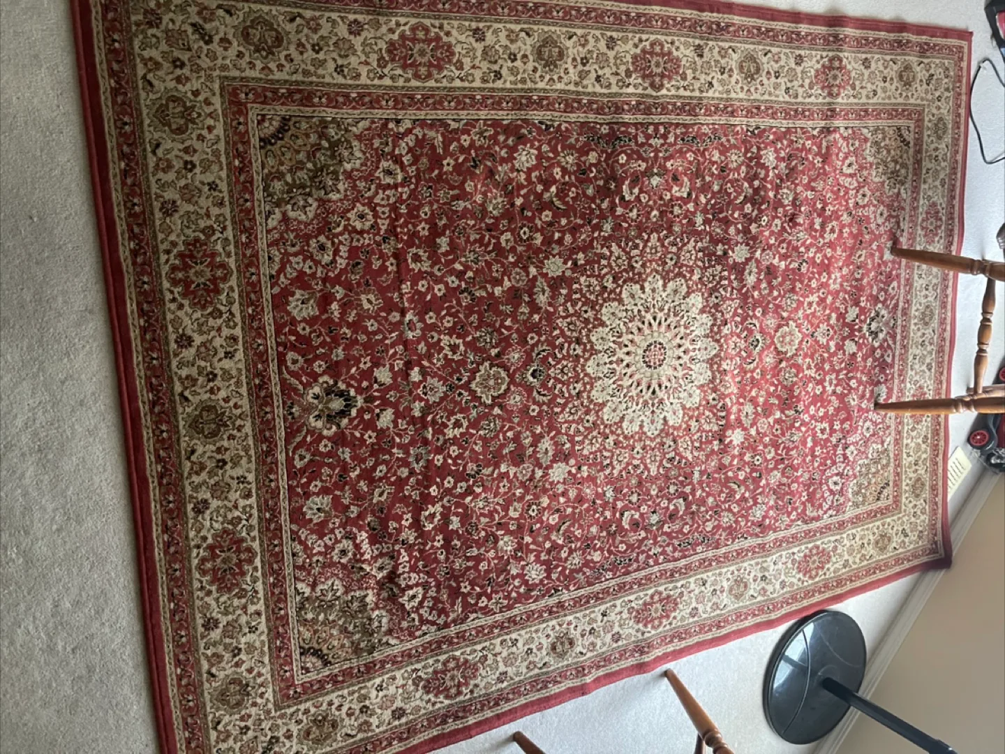 🇨🇦 Vintage Style Red Floral Rug( 7X5) sized. thumbnail