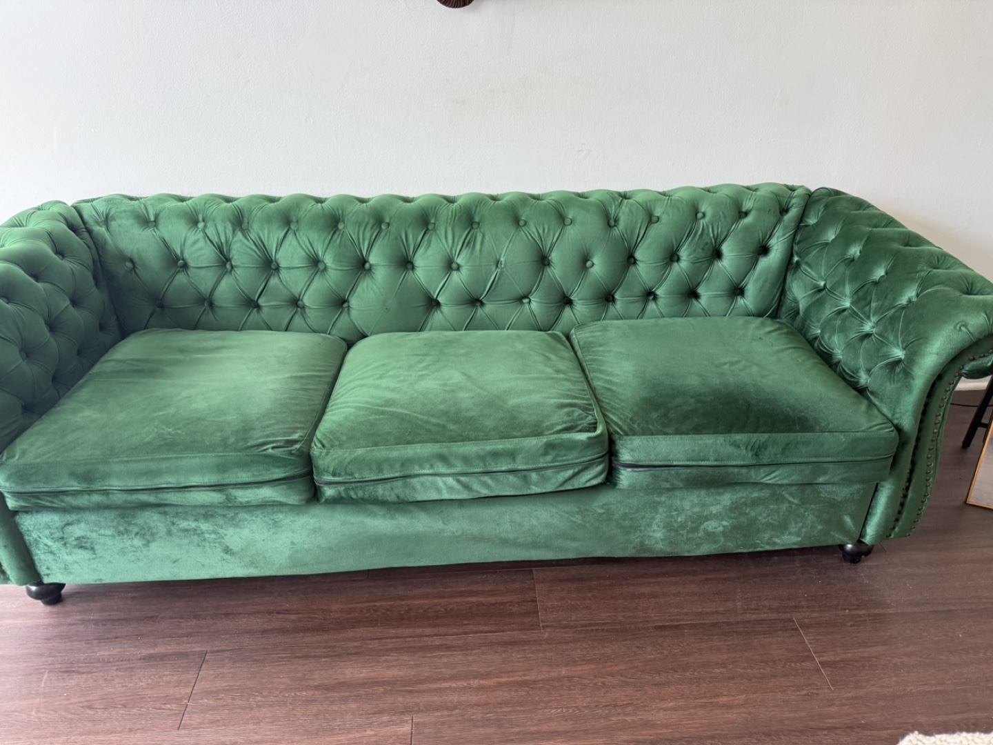 Green Velvet Chesterfield Sofa