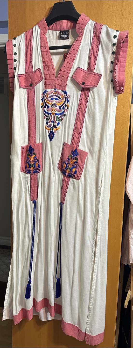 Menahil's by ST White Embroidered Abaya Dress