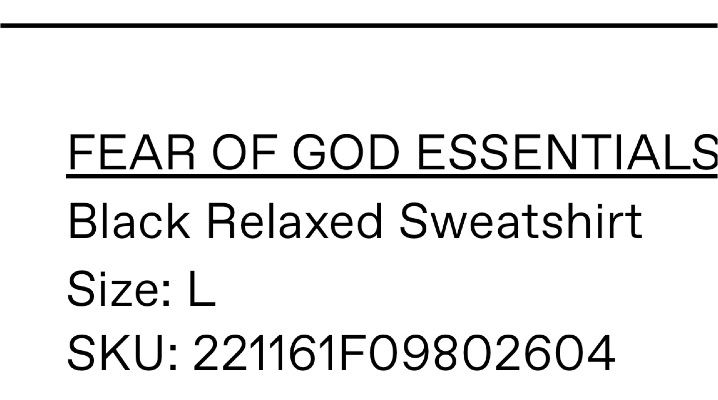Fear of God Essentials Black Relaxed Sweatshirt - L - photo 2