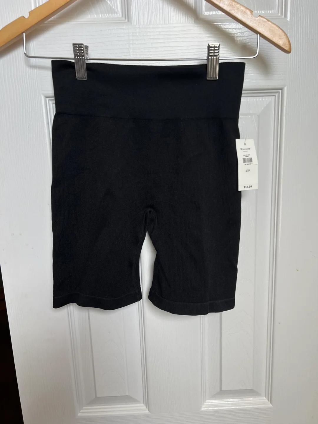 NEW Black Ribbed Biker Shorts - Size S/P thumbnail