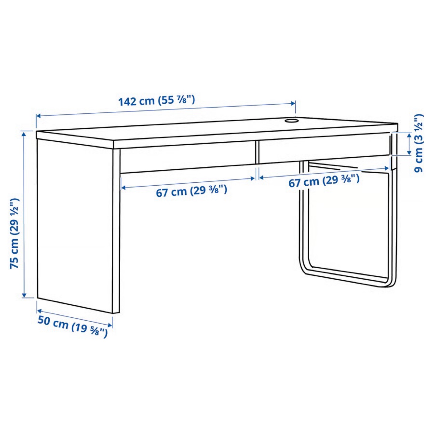 IKEA MICKE Desk white, 142x50 cm (55 7/8x19 5/8 ") - photo 2