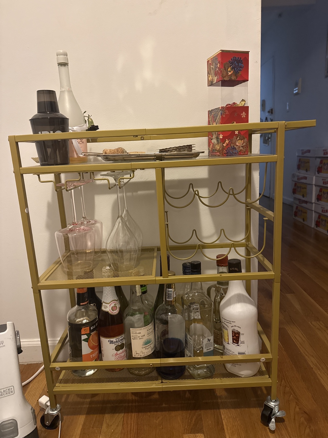 Gold Bar Cart with wheels - photo 2
