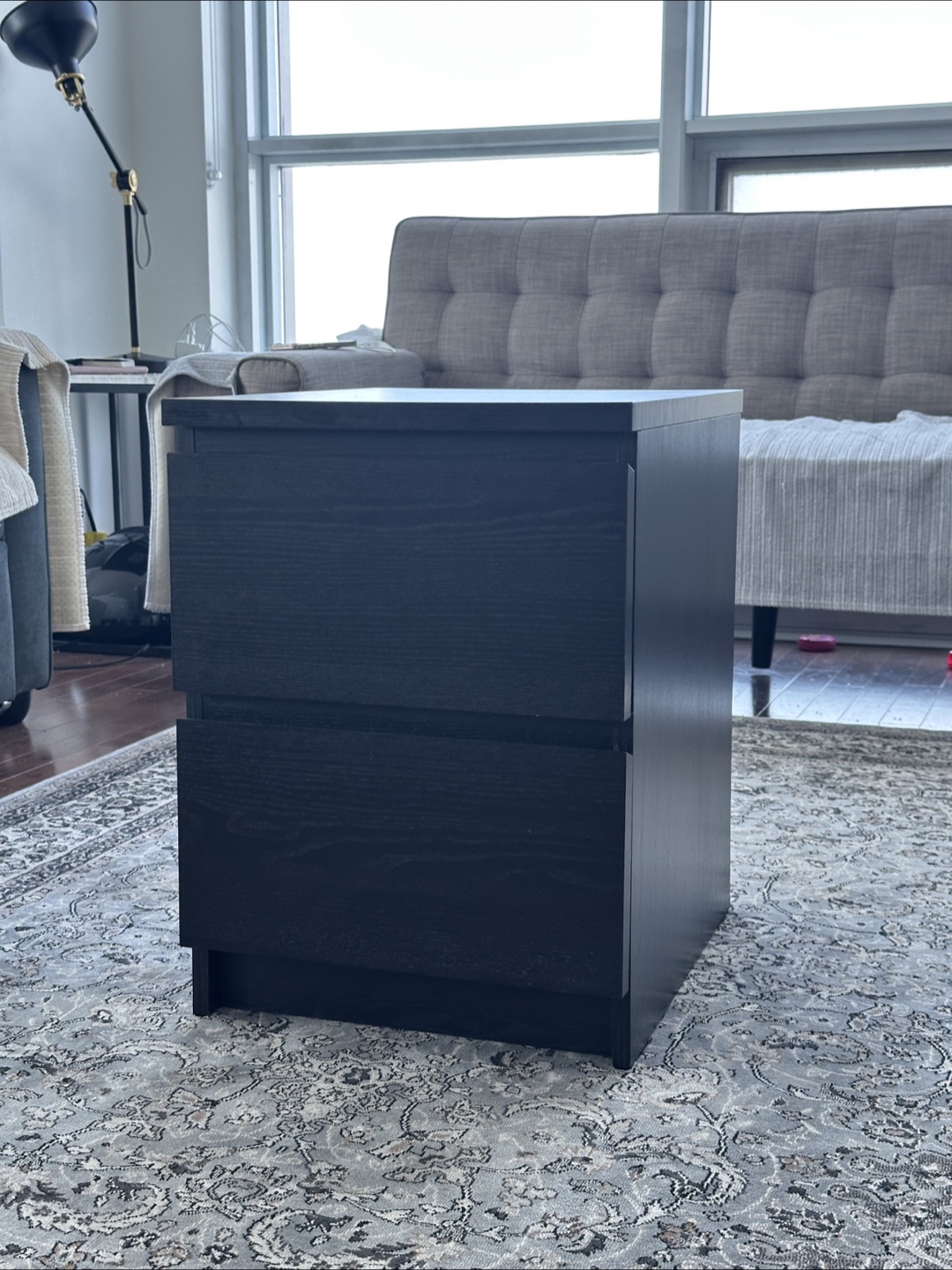 IKEA Black Malm Bedside Table