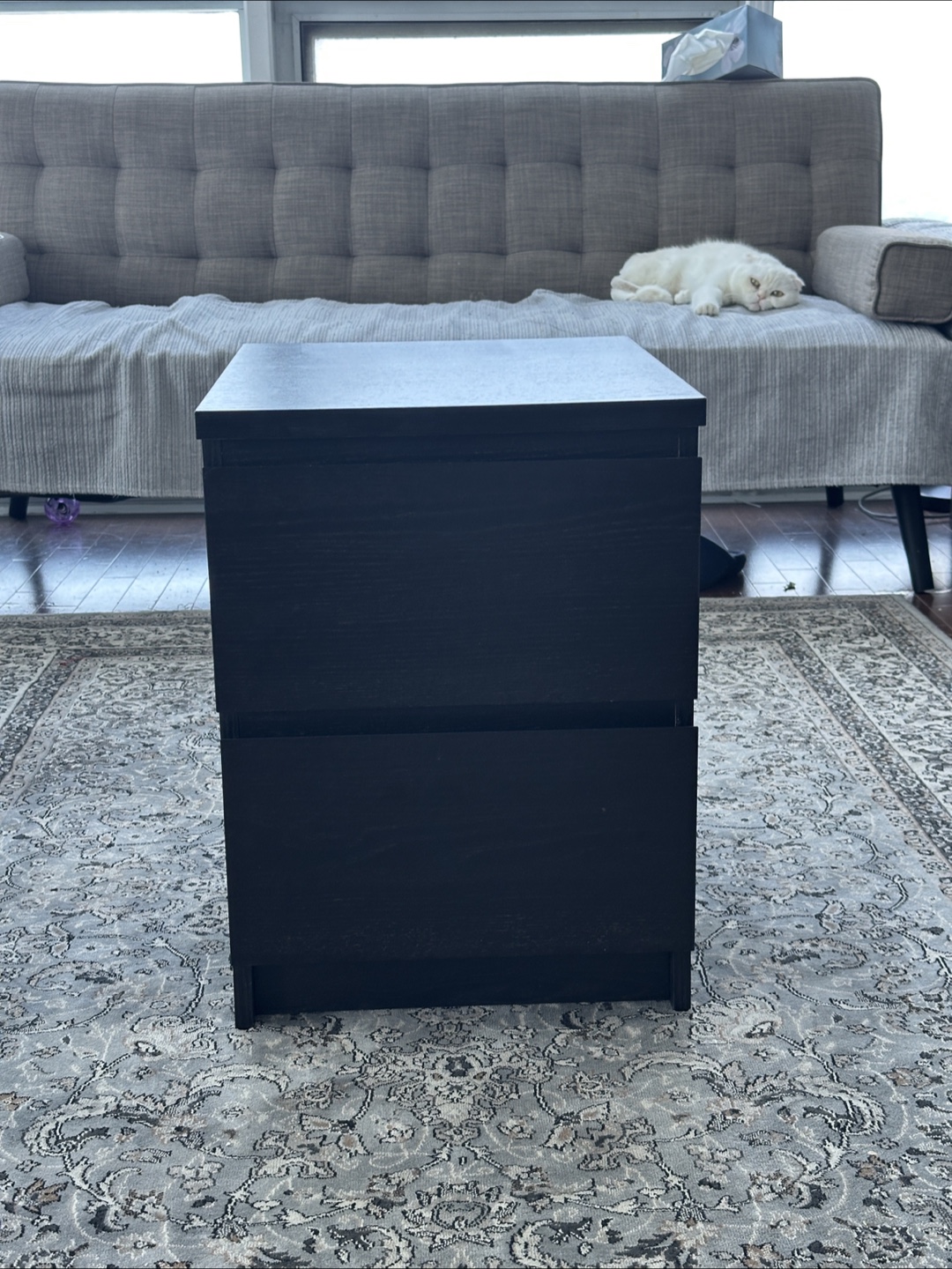 IKEA Black Malm Bedside Table - photo 2