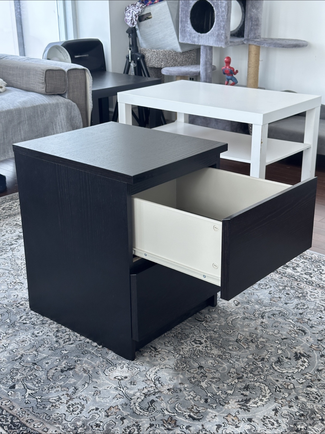 IKEA Black Malm Bedside Table - photo 5