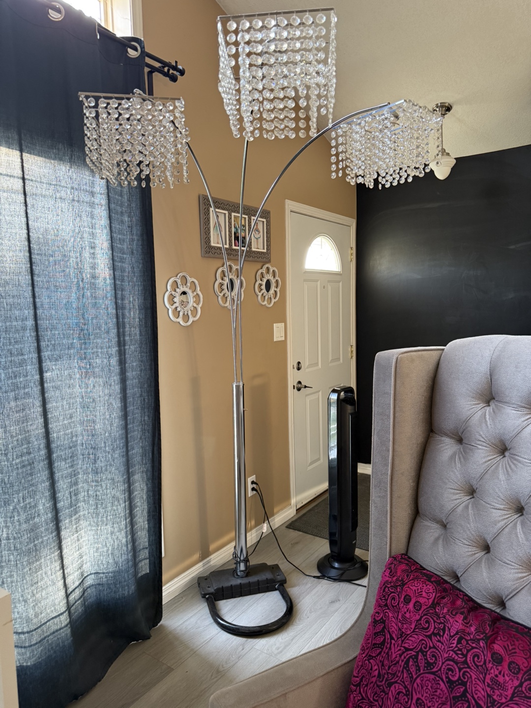 Arc Floor Lamp with Crystal Shades